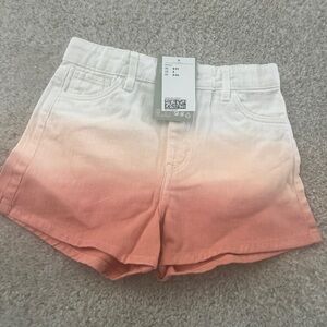 H&M Girl’s Relaxed High Denim Shorts Apricot Pink/white Dyed Ombre size 8